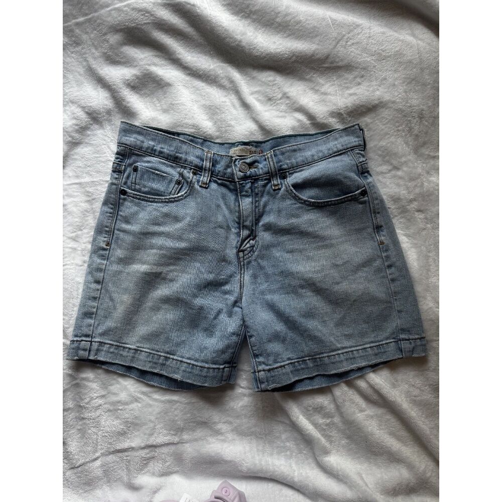 Levis Womens Size 8 Denim Shorts Light Wash Stretch Mid Rise Jean Shorts Pocket